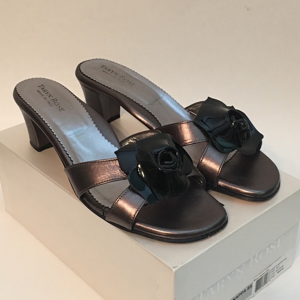 Taryn Rose Misty Napa Silk Slide Sandal Gunmetal